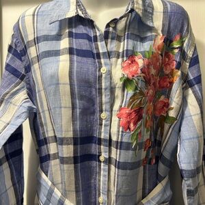 LAUREN Ralph Lauren Button Down 100% Linen Shirt Dress size 14